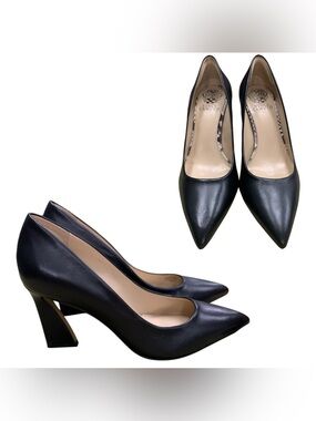 Vince Camuto Black Pointed-Toe Leather Pumps S9